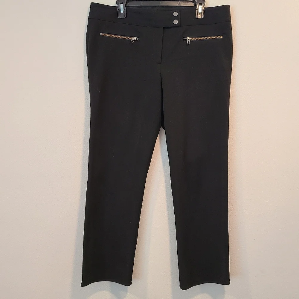 Black Veronica Beard Moto Cropped Slim Ponte Pants - Picture 4 of 9